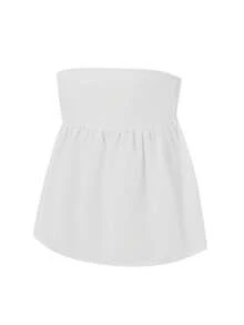 Tops de tubo de verano para mujer, sin mangas, sin tirantes, de color liso, holgados, tipo bandeau, camisas informales - Blanco - Ver 2