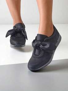 Zapatillas de mujer con lazo - Negro - Ver 2