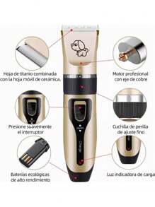 DeTODO Kit De Máquina Cortadora De Pelo Para Mascotas. Incluye 11 Piezas