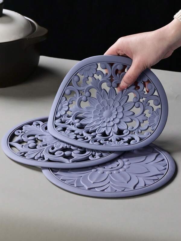 Set Of 3 Silicone Trivet Mat Big Round Silicone Pot Holder Hot Pads And Trivets For Hot Dishes And Hot Pots, Hot