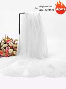 1 pieza Cortina de gasa blanca y rosa de 3 m de largo / 1,5 m de ancho con fondo de tul, cortina de gasa transparente, utilizada para fondo de escenario, fotografía al aire libre, fiesta festiva, fiesta de boda, decoración del hogar (múltiples opciones de color)