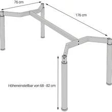 HDmirrorR Boho möbelwerkstatt Schreibtischgestell Konferenztischgestell Tischgestell höheneinstellbar in Silber RAL9006 für Tischplatten von 180 x 80 cm - Silber1 - Übersicht 3