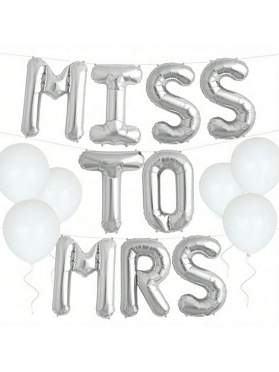kumozawa 15 Pcs MISS TO MRS Foil Balloons, Wedding Party Decoration Balloons, Bridal Shower Party Decor, Bachelorette Party Decorations