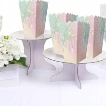 6pcs/12pcs Deep Sea Themed Purple Series Fish Tail Disposable Popcorn Boxes, Pastel Purple Mermaid Tail Pattern Disposable Party Supplies Table Decoration Popcorn Boxes, Suitable For Fries, Popcorn, Snacks, Parties, Birthdays, Picnics, Holiday Celebrations
