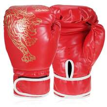 Guantes de Boxeo para Adultos, Transpirables, de Cuero PU, Guantes de Lucha, Entrenamiento de Boxeo, Guantes de Kickboxing para Gimnasio, Deporte Interior y Exterior - Negro - Ver 3
