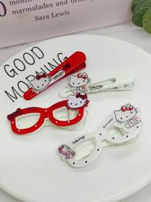 Sanrio 4 Pieces Of Sanrio Hello Kitty Hairpins For Women. These Hair Accessories, With Red And White Styles Paired With The Iconic Bowknot, Are Extremely Girly - Hearted, Meeting Women Consumers' Pursuit Of A Cute Style., Hair Clips Claw Clips Hair Claws Hair Barrettes