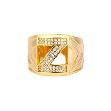 Cubic Zirconia Letter Decor Ring - Yellow Gold - View 15