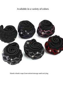 1 件装闪亮水钻方向盘套，带水晶钻石，闪亮汽车方向盘保护套，通用 15 英寸