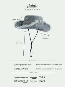 1pc Unisex Vintage Distressed Embroidered Letter Brim Drawstring Washed Bucket Hat, Suitable For Travel, Beach, Outdoor Activities, Casual Wear - Multicolor - View 2
