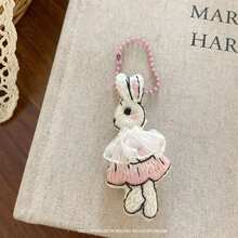 可爱粉色动物包包挂饰，泰迪熊和兔子钥匙扣，时尚可爱包包吊坠，甜美可爱钥匙圈旅行包配件，多功能包包挂饰，便携钥匙扣，旅行包挂饰，手提包挂饰，背包挂饰
