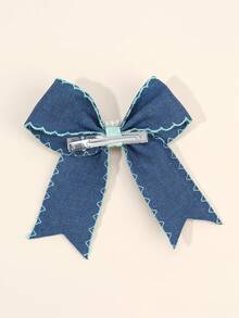 1pc Customized Hair Bow For Girls Elegant Pearl Bow Hair Clips Custom Print Name Hair Bow Alligator Clips For Girls Gifts Decor Hair Accessories For Wedding Party Vacation Personlization Gifts For Children - Blue Bow - View 4