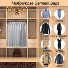 1pc/5pcs Clear Garment Dust Cover, Non-Woven Fabric Clothes Protector Bag, Suit Cover/Coat Cover, Clothing Storage