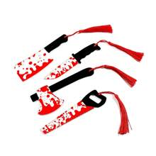 1pc Classic Red Bookmark With Bloody Furniture Knife And Red Tassel Bookmark - Fantasy Horror Style Gift For Horror Lovers, Co-Workers, Friends & Family