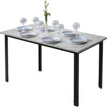 Dining Table, Modern Rectangular Dining Table Kitchen Table With Marble Effect Top And Metal Legs, 120x70cm Wooden 4-6 Seater Dinner Table For Home, Cafe And Restaurant - Grey - View 8