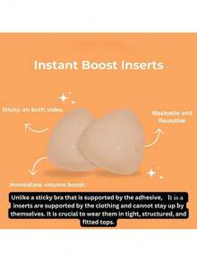SNOWY Sticky Inserts - Instant Lift & Boost, Washable & Reusable, Outfit Enhancer, Bra Accessories - Beige - View 6