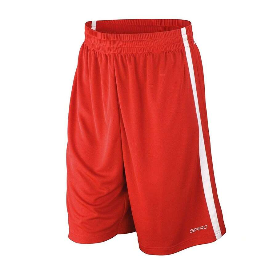 Spiro Pantalones cortos de baloncesto de secado rápido para hombres (Rojo/Blanco) - Rojo - Ver 1