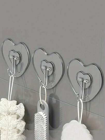 20/10/1pc Transparent Adhesive Hook, Multifunctional Hanging Storage Rack, For Home Room Wall Door Cabinet