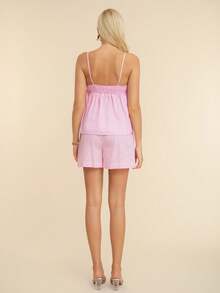 Conjunto De Dos Piezas Holgado Y Casual De Color Sólido Para Mujer - Rosa Fucsia - Ver 2