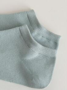 5 Pairs Women's Solid Color Ankle Socks, Summer Boat Socks, Plaid Design