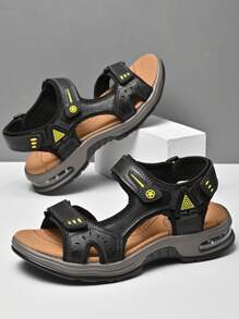 Nuevas sandalias de cuero genuino con suela suave para hombres, diseño de moda, con respirabilidad, cómodas para uso casual, al aire libre y en la playa, estilo romano