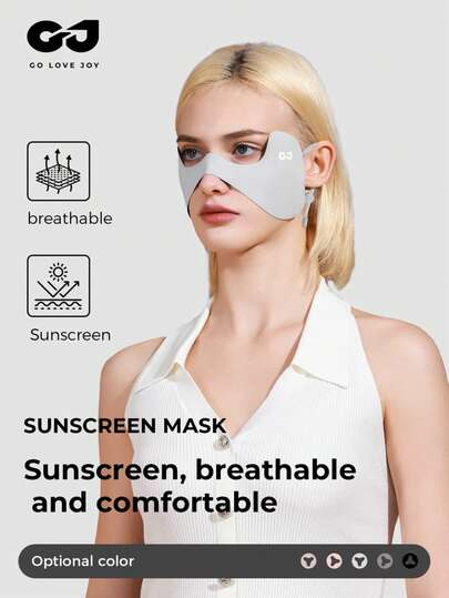 GOLOVEJOY 1 件女士蝴蝶形面部防晒面罩，纯色时尚百搭，防紫外线，吸汗，透气，冰感，耳钩设计 - 适用于高尔夫、骑自行车、户外运动、旅行