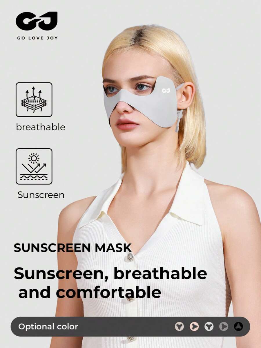 GOLOVEJOY 1 件女士蝴蝶形面部防晒面罩，纯色时尚百搭，防紫外线，吸汗，透气，冰感，耳钩设计 - 适用于高尔夫、骑自行车、户外运动、旅行