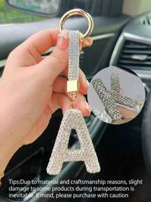 Llavero con letra del alfabeto adornado con rhinestones brillantes - Colgante de cristal de la suerte, accesorio de aleación brillante para bolsos y mochilas - Regalo perfecto para cumpleaños y ocasiones especiales, llavero, anillo, accesorio para bolso, mochila, coche, pendiente para mujeres y niñas, accesorios para billetera y bolso, letra inicial del alfabeto de la A a la Z