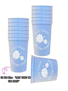 12Pcs Set, Last Toast On The Coast Bachelore Party Plastic Cups 12PCS Costal Stadium Cups Coastal Bridal Shower Weekend Favors, Bridal Shower Party Favors Decorations Wedding&Hen Do Reusable Party Cups Supplies