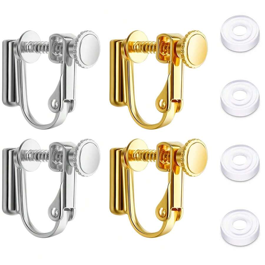 KMEOSCH 夹式耳环转换器，无耳洞耳环组件，带柱，适用于无耳洞耳朵，配有舒适耳环垫，适合女士 DIY 耳环配件 - Ear Clip - 查看 1