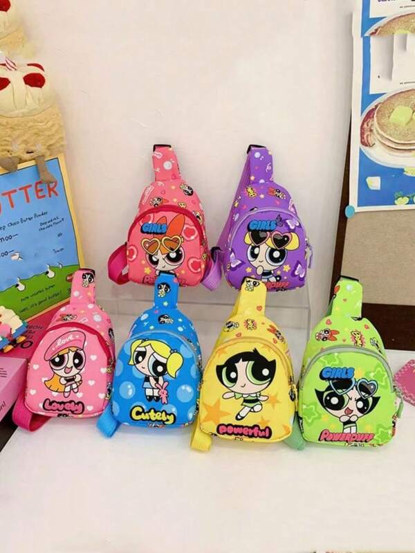 THE POWERPUFF GIRLS THE POWERPUFF GIRLS 1 Piece Set Of Multiple Styles Stitching Very Cute And Practical Children's Shoulder Bag Fashion Crossbody Bag, Cute Cartoon Coin Purse, Casual Fashion Shoulder Bag, Suitable For All Boys And Girls Who Like Powerpuff Girls