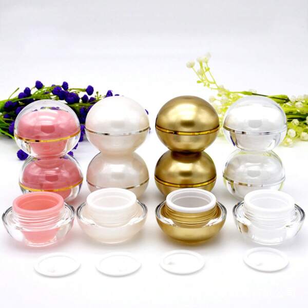 2pcs/Set 5g 10g Acrylic Ball-Shaped Cream Jar Tester Bottle Plastic Cosmetic Refillable Container
