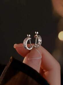 GAGAFEEL Un par de pendientes de aro geométricos elegantes de plata esterlina 925 de moda para mujeres, joyería de regalo para uso diario, fiesta o amistad