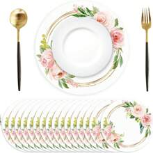 6pcs Table Flags/28*275cm + 36pcs Placemats/33cm, Table Flags & Placemats Set, Suitable For Various Party Decoration