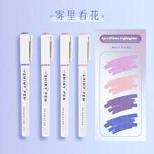 4 piezas Bolígrafos resaltadores con brillo - Marcadores de punta fina en colores pastel, aptos para dibujar, scrapbooking y útiles escolares, artículos de papelería Kawaii esenciales - Colores pastel - Excelente para estudiantes y amantes del arte - Regalo perfecto para volver a la escuela y personas creativas