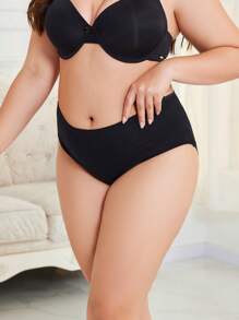 HANQIYA 5pcs/Pack Women Plus Size High Waist Cotton Solid Color Full Coverage Comfortable Casual Briefs