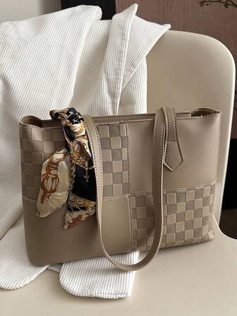 全新时尚奢华纯色百搭女士单肩托特包