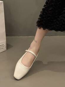 Giày bệt Mary Jane kiểu retro mới cho nữ, giày bệt quai mảnh tối giản, mềm mại, thanh lịch cho mùa xuân/hè. - Màu be - Xem 6