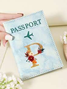 1pc A-Z 26 Letters Fashionable Letter Print Stylish Burgundy Passport Cover, Premium PU Leather Passport Wallet With Multi-Card Pockets For Credit Cards, Boarding Passes, And IDs, Compact And Portable Travel Essentials Organizer For Women, Men Graduation - Pink - View 44