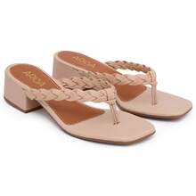Flip-Flop Sandal With 4.5cm Block Heel Versatile Clog Flip-Flop - Beige - View 2