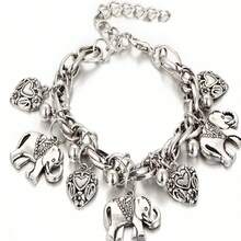 1 Alloy Carved Elephant Heart Ladies Chain Bracelet Retro Simple - Silver - View 2