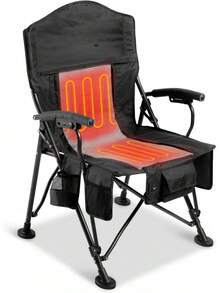 Heated Camping Chair With Detachable Seat Pad, Large Backrest And Seat Heating Zones, 10HRS Runtime, Portable Outdoor Chair For Sports - Blue - View 2