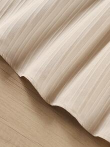 春夏优雅女孩玫瑰花朵印花泡泡袖方领休闲连衣裙 - 杏色 - 查看 7