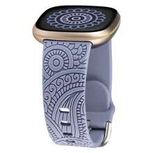 Banda compatible con Fitbit Versa 4/Versa 3/Sense 2/Sense. Correa de reemplazo suave con patrón floral lindo y elegante grabado para Versa, Sense/Sense 2/Versa 4/3 Smartwatch