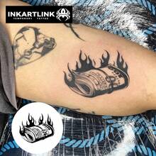 INKARTLINK 15 Days Lasting Waterproof, Sweat-Proof Temporary Tattoo | Money Design | Eye-Catching Party & Club Accessories - Black - View 3