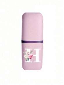 Portable Travel Toothbrush Case, Printed With A-Z Letters And Floral Patterns, Bathroom Accessories, Outdoor Travel Toothbrush And Toothpaste Storage Box, Letter Series Printed Dust-Proof Organizer Box, Travel Essential, Back To School Supplies, Holiday Camping Must-Have, Mini Summer Vacation Items, Bathroom Accessories, Home Goods And Storage