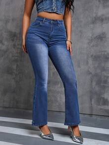 Pantalones vaqueros con botones frontales y bolsillos casuales, para uso diario