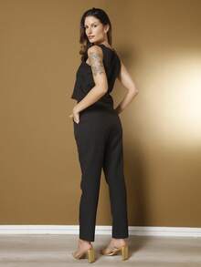 Tailored Set Elegant Set Set Of Palazzo Pants And Blouse - 黑色 - 查看 7