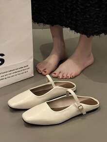 Giày bệt Mary Jane kiểu retro mới cho nữ, giày bệt quai mảnh tối giản, mềm mại, thanh lịch cho mùa xuân/hè. - Màu be - Xem 5