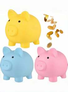 1/3pcs Cartoon Piggy Bank - Creative Coin Saving Box, Durable Plastic, Suitable For Office And School Supplies, Money Box