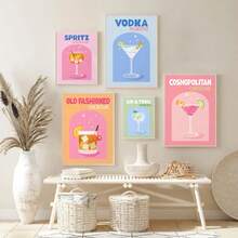 1 buc. Postere și imprimeuri minimaliste de cocktail Vodka Gin Pornstar Martini Artă de perete Pictură pe pânză Fotografii de perete pentru decorul camerei de zi fără cadru - Multicolor - Vizualizare 6